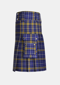 Utility_Monaghan_County_Crest_Range_Tartan_7412_kilt_left_image_with_pleated_design_and_adjustable_buckles_for_men