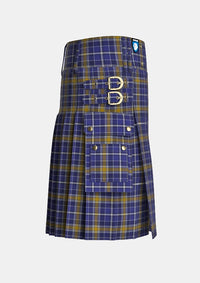 Utility_Monaghan_County_Crest_Range_Tartan_7412_kilt_right_image_with_pleated_design_and_adjustable_buckles_for_men