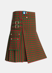 Utility_Moncreiffe_Tartan_963_kilt_side_image_with_pleated_design_and_adjustable_buckles_for_men