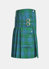 Utility_Montgomery_Blue_Ancient_Tartan_kilt_right_image_with_pleated_design_and_adjustable_buckles_for_men