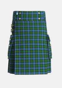 Utility_Morrison_Society_Tartan_1083_kilt_front_image_with_pleated_design_and_adjustable_buckles_for_men