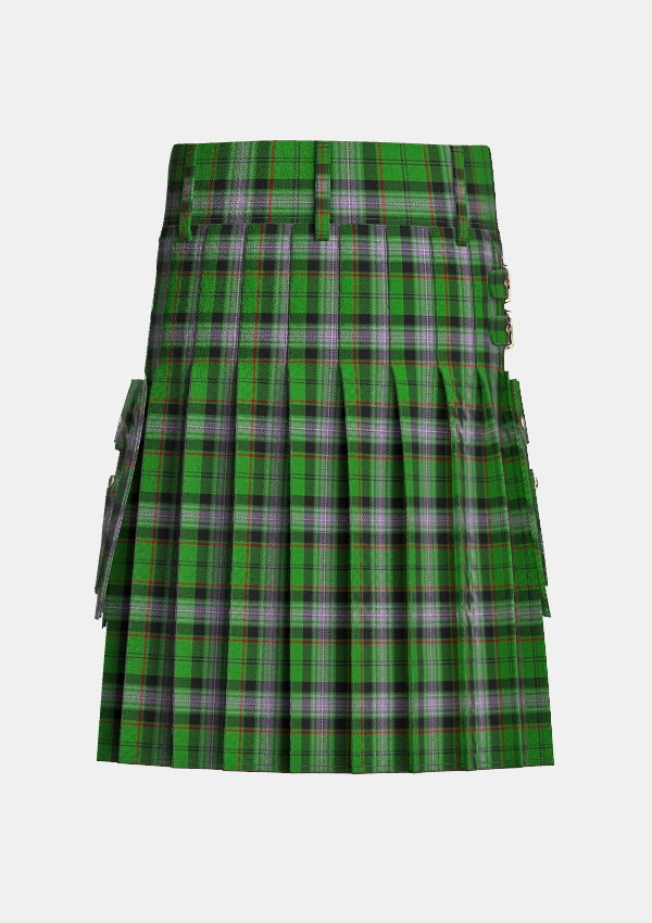 Utility_Moss_Tartan_6063_kilt_back_image_with_pleated_design_and_adjustable_buckles_for_men