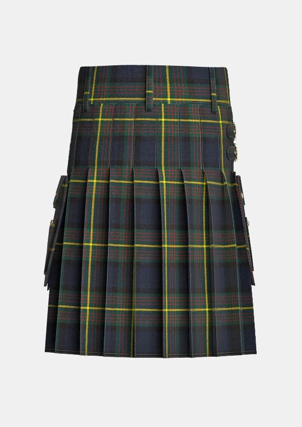 Utility_Muir_Modern_Tartan_kilt_back_image_with_pleated_design_and_adjustable_buckles_for_men