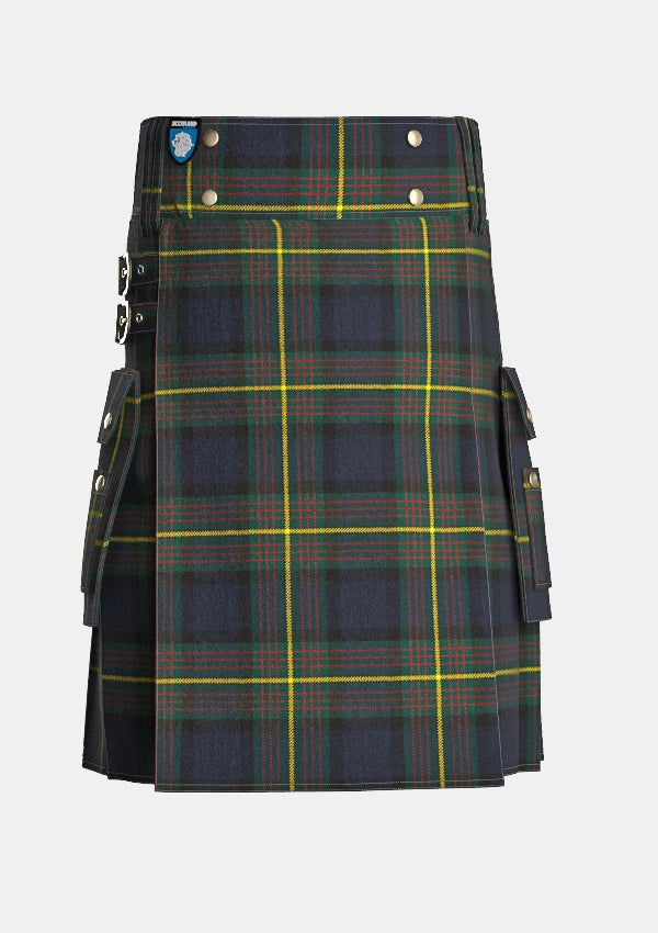 Utility_Muir_Modern_Tartan_kilt_front_image_with_pleated_design_and_adjustable_buckles_for_men