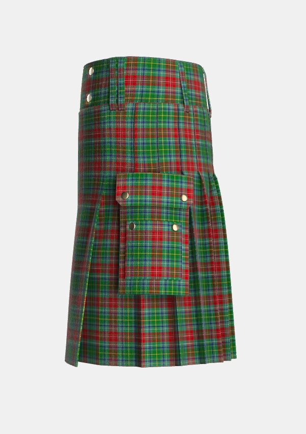 Utility_Muirhead_2_Tartan_3099_kilt_left_image_with_pleated_design_and_adjustable_buckles_for_men