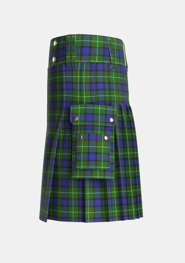 Utility_Mulcahy_Tartan_7264_kilt_left_image_with_pleated_design_and_adjustable_buckles_for_men