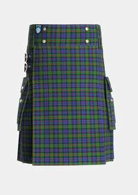 Utility_Murray_1816_2_Tartan_219_kilt_front_image_with_pleated_design_and_adjustable_buckles_for_men