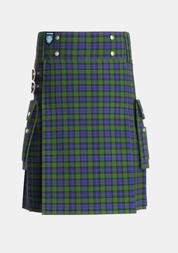 Utility_Murray_1816_2_Tartan_219_kilt_front_image_with_pleated_design_and_adjustable_buckles_for_men