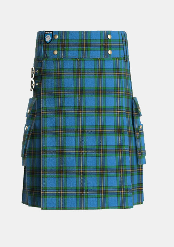 Utility_Murray_of_Elibank_Tartan_340_kilt_front_image_with_pleated_design_and_adjustable_buckles_for_men