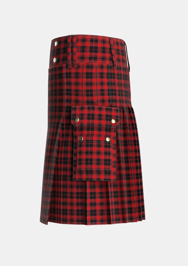 Utility_Murray_of_Ochtertyre_Tartan_5642_kilt_left_image_with_pleated_design_and_adjustable_buckles_for_men