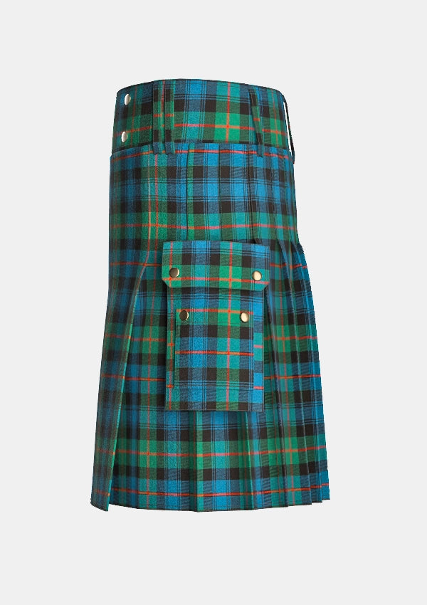 Utility_Murray_tartan_kilt_left_image_with_pleated_design_and_adjustable_buckles_for_men
