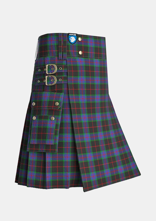 Utility_Nairn_Tartan_1331_kilt_side_image_with_pleated_design_and_adjustable_buckles_for_men