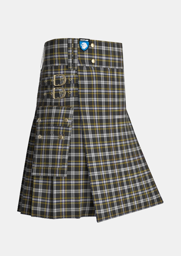 Utility_Newcastle_Tartan_3984_kilt_side_image_with_pleated_design_and_adjustable_buckles_for_men