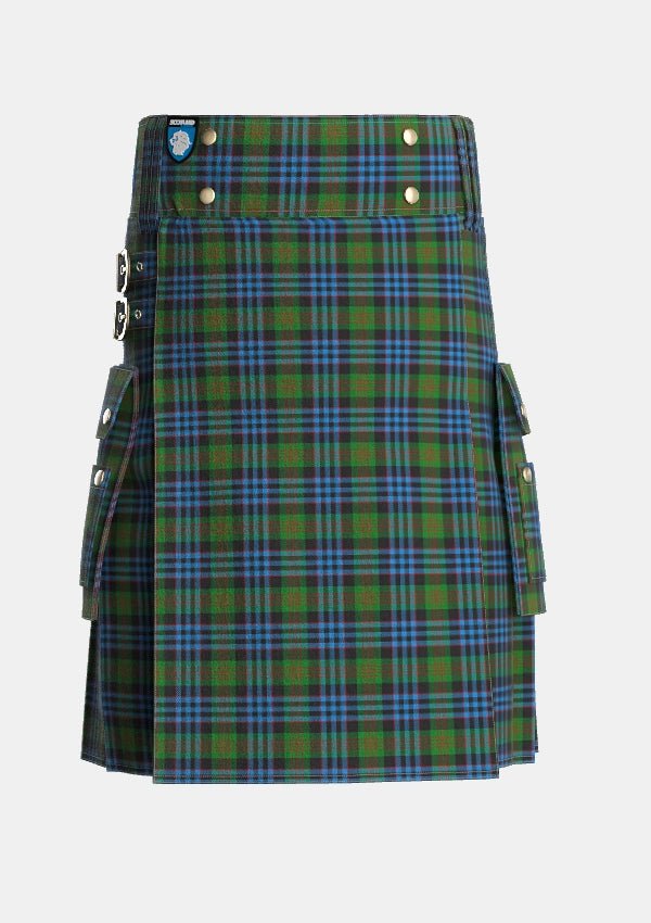 Utility_Newlands_of_Lauriston_Tartan_2175_kilt_front_image_with_pleated_design_and_adjustable_buckles_for_men