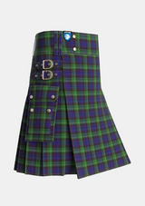 Utility_Nicolson_Green_Hunting_Tartan_322_kilt_side_image_with_pleated_design_and_adjustable_buckles_for_men