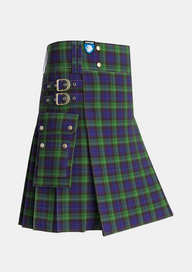 Utility_Nicolson_Green_Hunting_Tartan_322_kilt_side_image_with_pleated_design_and_adjustable_buckles_for_men