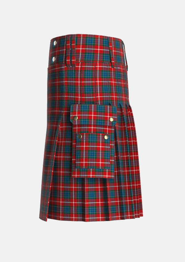 Utility_Nicolson_of_Lewis_Tartan_7810_kilt_left_image_with_pleated_design_and_adjustable_buckles_for_men