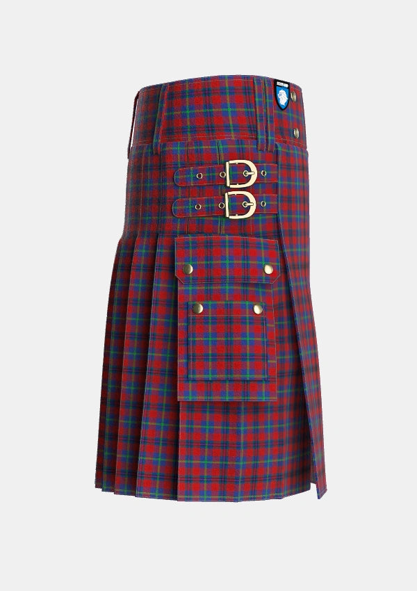Utility_Nicolson_of_Tiree_Coll_Tartan_7870_kilt_right_image_with_pleated_design_and_adjustable_buckles_for_men