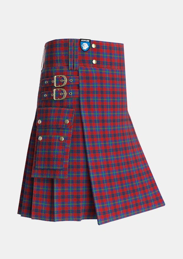 Utility_Nicolson_of_Tiree_Coll_Tartan_7870_kilt_side_image_with_pleated_design_and_adjustable_buckles_for_men