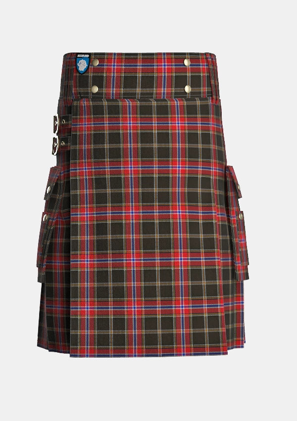 Utility_Norwegian_Night_Tartan_10772_kilt_front_image_with_pleated_design_and_adjustable_buckles_for_men