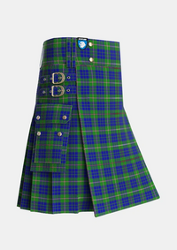Utility_Nowell_Noel_Tartan_4108_kilt_side_image_with_pleated_design_and_adjustable_buckles_for_men