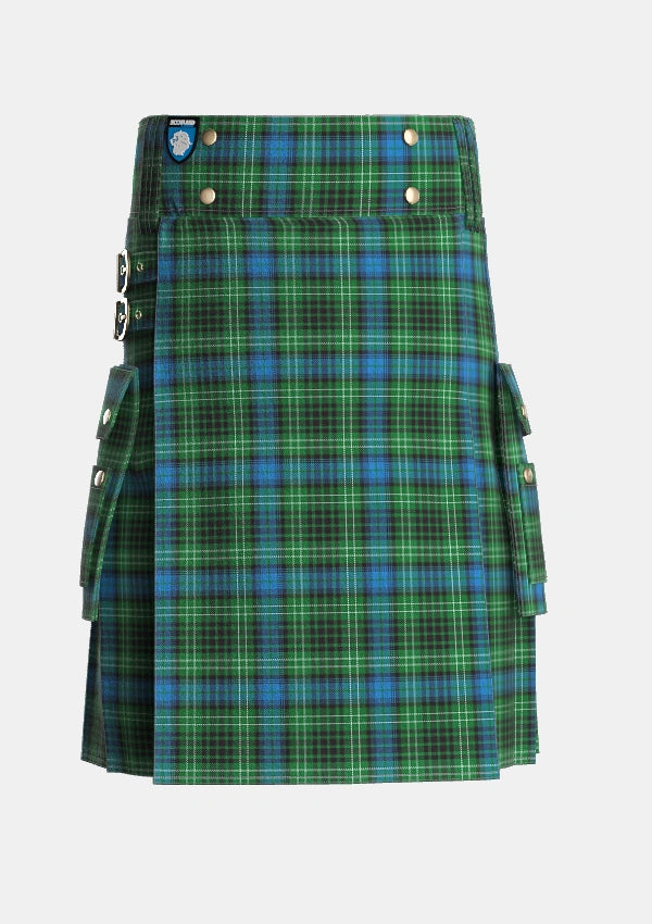 Utility_OConnor_Tartan_2217_kilt_front_image_with_pleated_design_and_adjustable_buckles_for_men