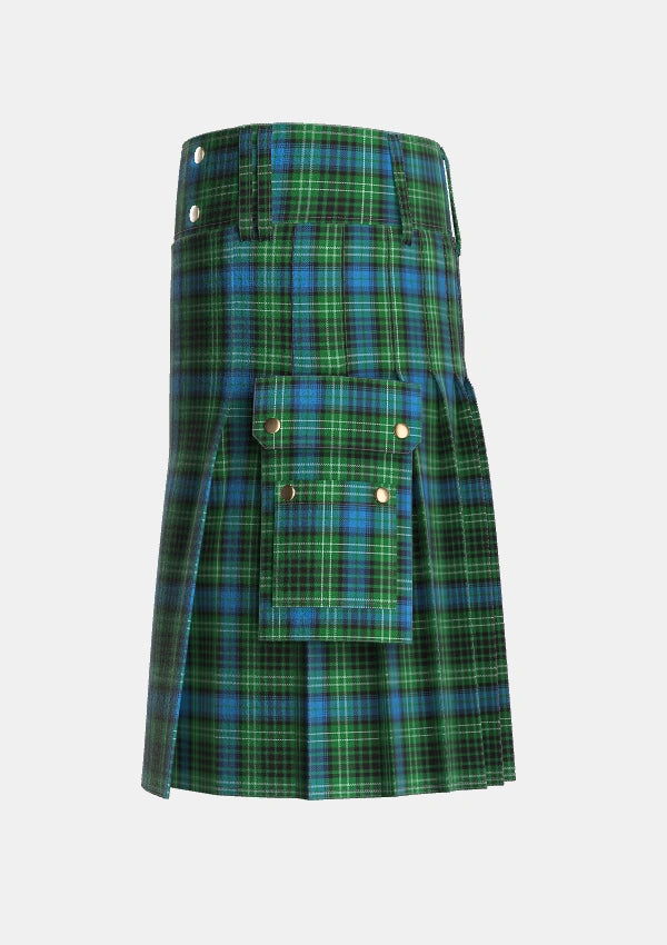 Utility_OConnor_Tartan_2217_kilt_left_image_with_pleated_design_and_adjustable_buckles_for_men