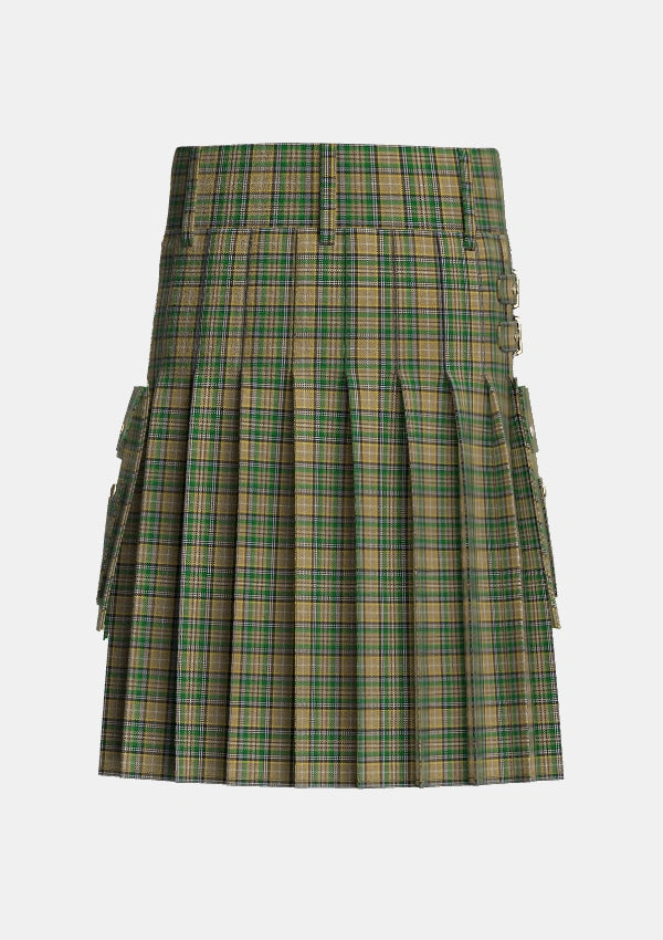 Utility_OFarrell_Tartan_1875_kilt_back_image_with_pleated_design_and_adjustable_buckles_for_men