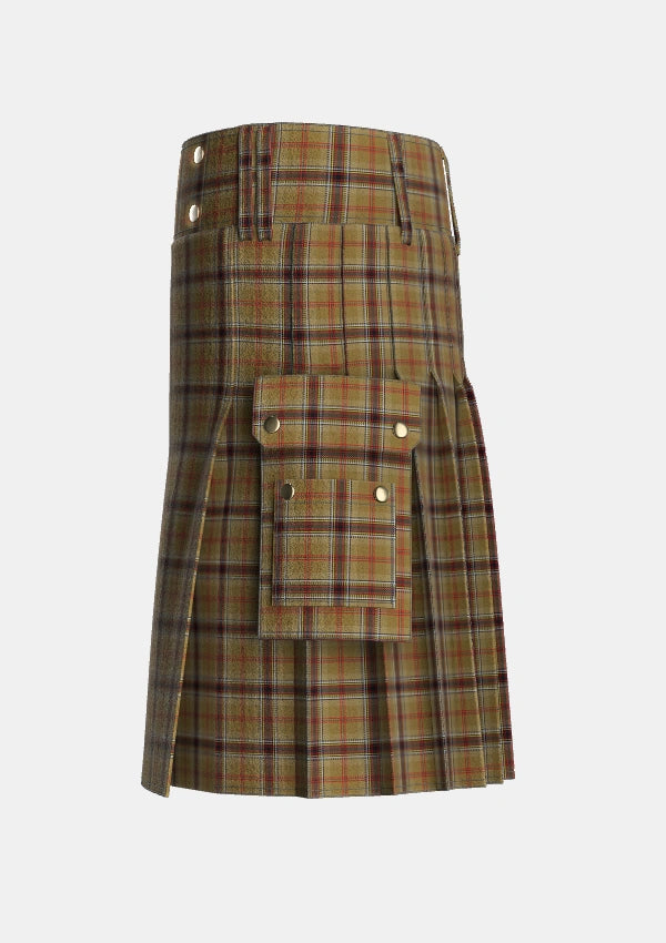 Utility_OKeefe_Tartan_1176_kilt_left_image_with_pleated_design_and_adjustable_buckles_for_men
