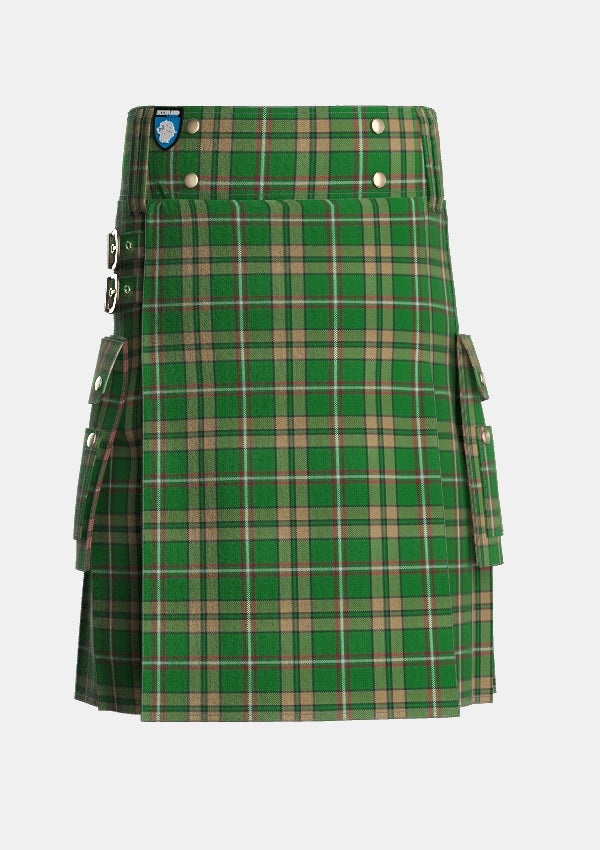 Utility_ONeill_Tartan_2663_kilt_front_image_with_pleated_design_and_adjustable_buckles_for_men
