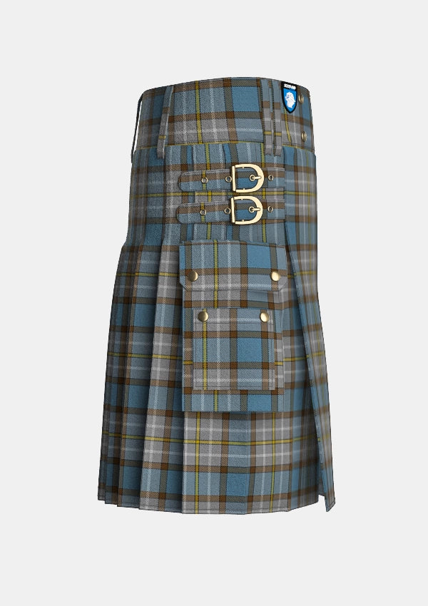 Utility_O_Rourke_Tartan_6755_kilt_right_image_with_pleated_design_and_adjustable_buckles_for_men