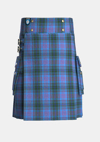 Utility_O_donnell_tartan_kilt_front_image_with_pleated_design_and_adjustable_buckles_for_men