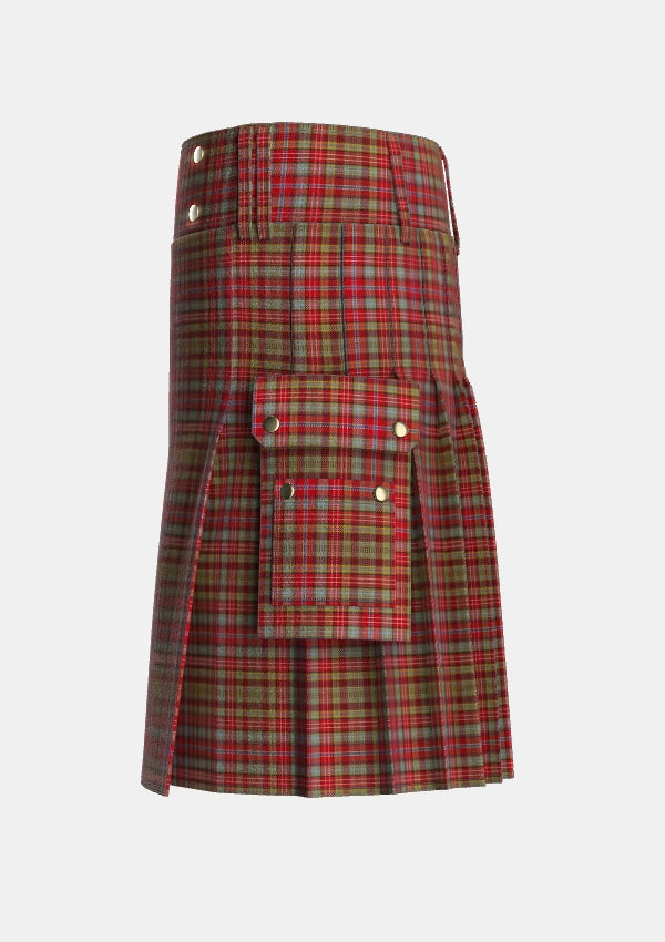 Utility_Ogilvie_2_Tartan_234_kilt_left_image_with_pleated_design_and_adjustable_buckles_for_men