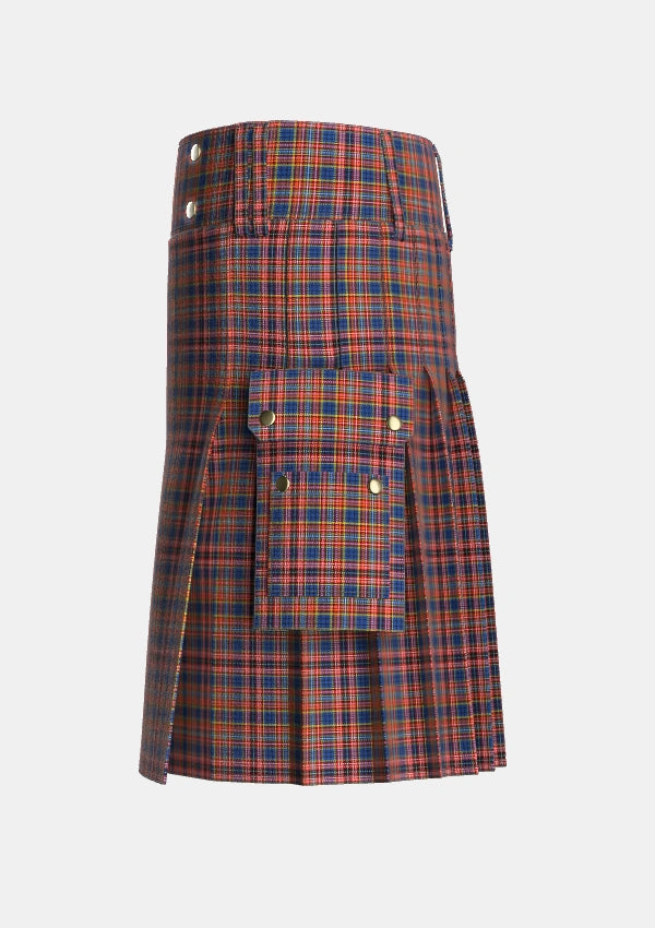 Utility_Ogilvie_6_Tartan_677_kilt_left_image_with_pleated_design_and_adjustable_buckles_for_men