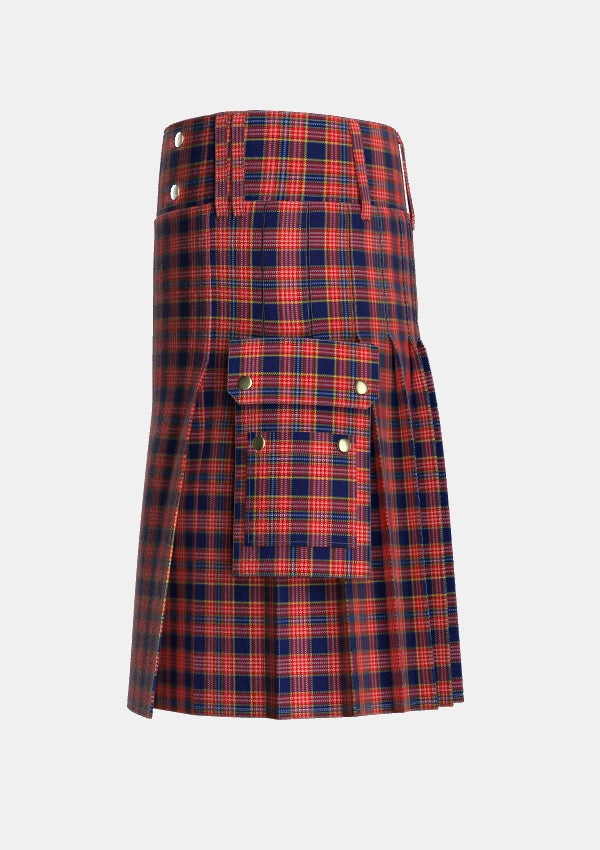 Utility_Ogilvy_Tartan_287_kilt_left_image_with_pleated_design_and_adjustable_buckles_for_men