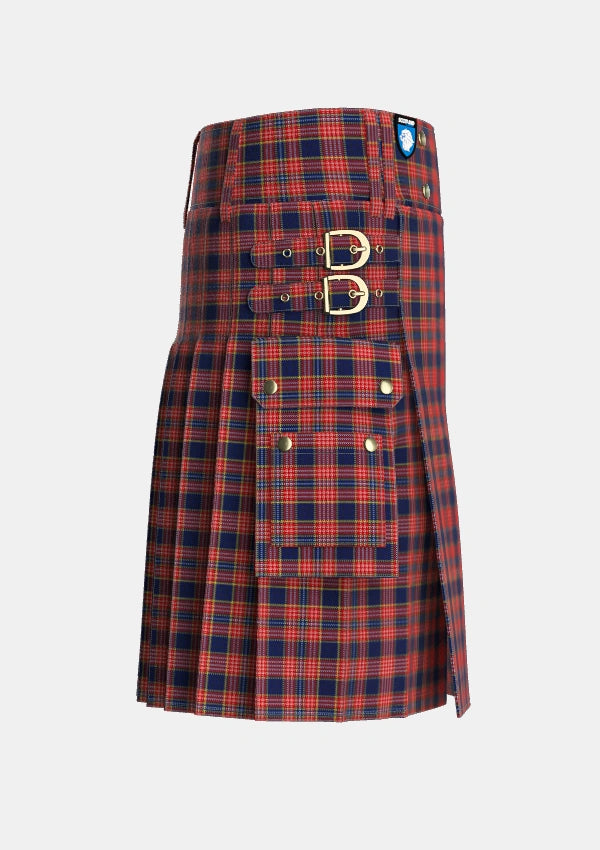 Utility_Ogilvy_Tartan_287_kilt_right_image_with_pleated_design_and_adjustable_buckles_for_men