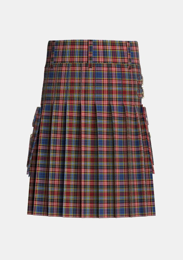 Utility_Ogilvy_or_Drummond_of_Strathallen_Tartan_1797_kilt_back_image_with_pleated_design_and_adjustable_buckles_for_men