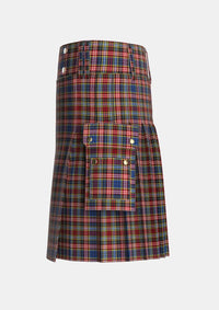 Utility_Ogilvy_or_Drummond_of_Strathallen_Tartan_1797_kilt_left_image_with_pleated_design_and_adjustable_buckles_for_men