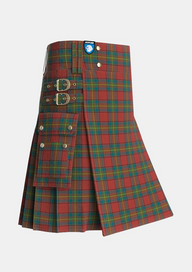 Utility_Oliver_Dress_Red_Tartan_1606_kilt_side_image_with_pleated_design_and_adjustable_buckles_for_men