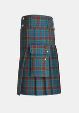 Utility_Orkney_tartan_2681_kilt_left_image_with_pleated_design_and_adjustable_buckles_for_men