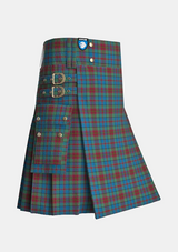 Utility_Orkney_tartan_2681_kilt_side_image_with_pleated_design_and_adjustable_buckles_for_men