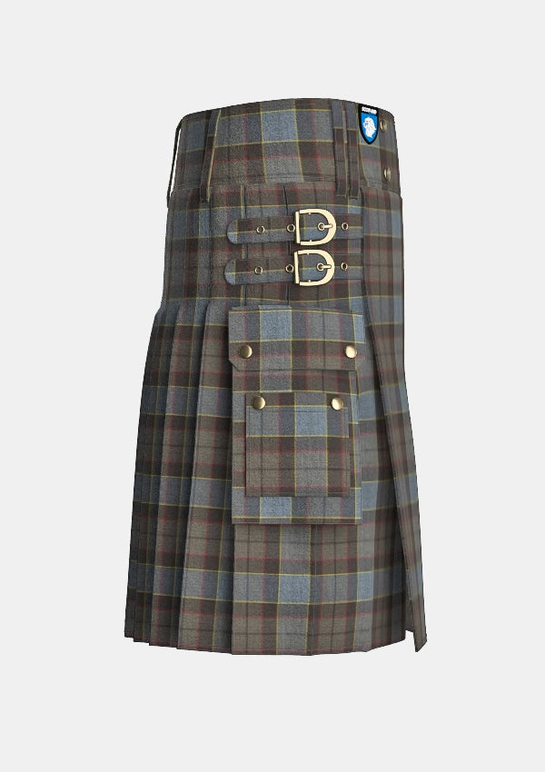 Utility_Outlander_tartan_11113_kilt_right_image_with_pleated_design_and_adjustable_buckles_for_men