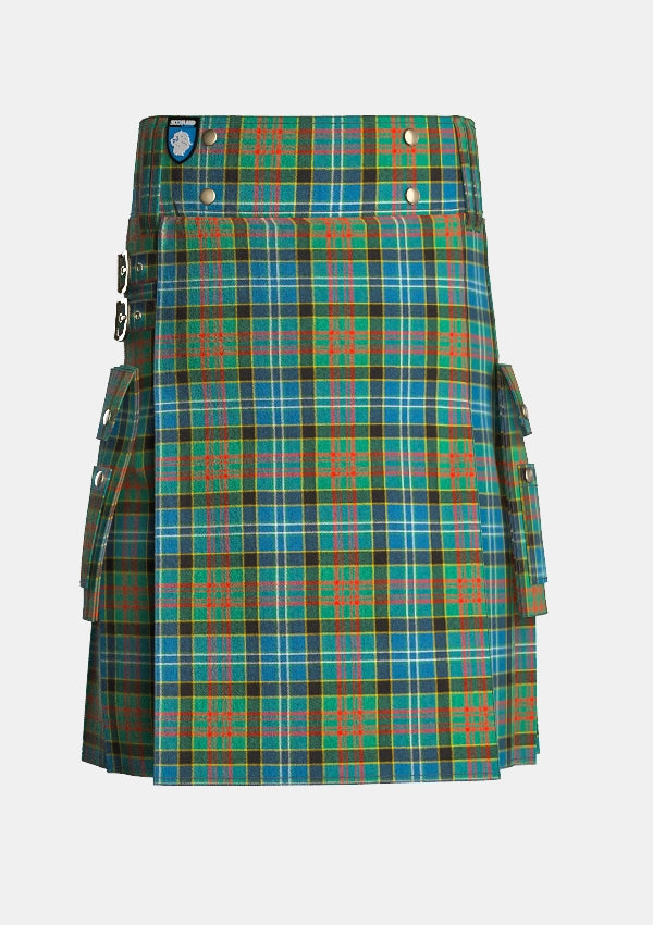 Utility_Paisley_tartan_640_kilt_front_image_with_pleated_design_and_adjustable_buckles_for_men