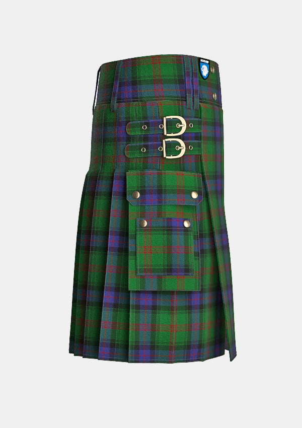 Utility_Park_Tartan_2387_kilt_right_image_with_pleated_design_and_adjustable_buckles_for_men