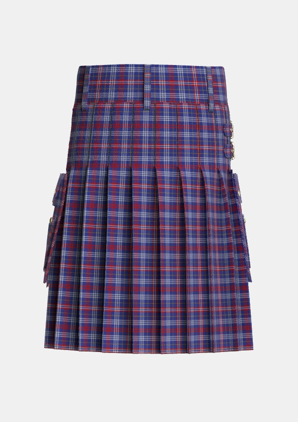 Utility_Parker_USA_Tartan_6445_kilt_back_image_with_pleated_design_and_adjustable_buckles_for_men