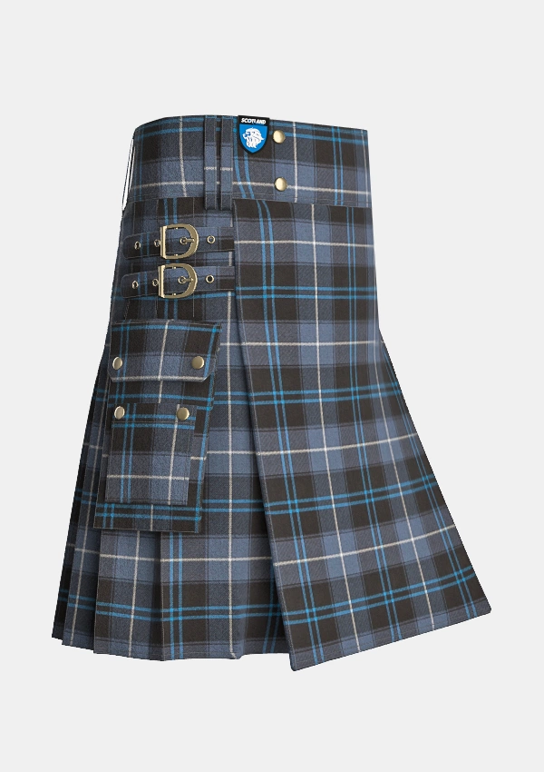Utility_Patriot_Ancient_tartan_7343_kilt_side_image_with_pleated_design_and_adjustable_buckles_for_men