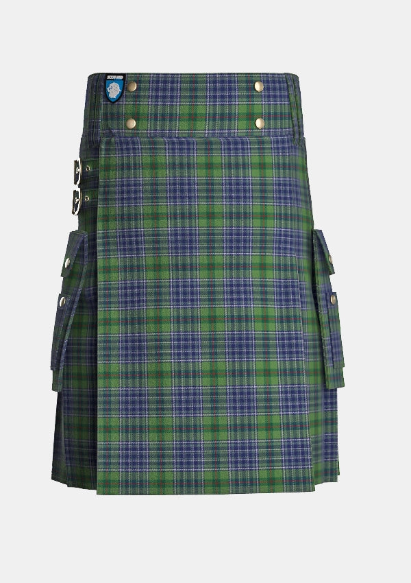 Utility_Patterson_William_John_Magee_Tartan_10129_kilt_front_image_with_pleated_design_and_adjustable_buckles_for_men