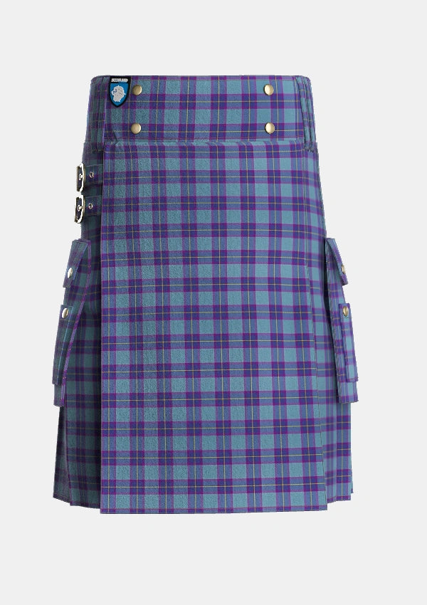 Utility_Peacock_Samantha_Tartan_2655_kilt_front_image_with_pleated_design_and_adjustable_buckles_for_men