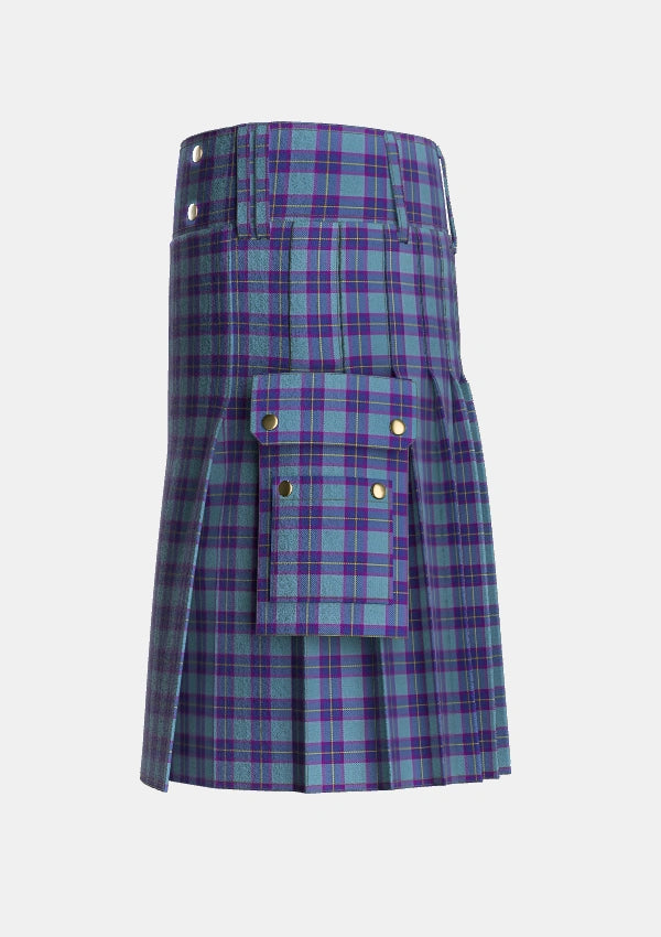 Utility_Peacock_Samantha_Tartan_2655_kilt_left_image_with_pleated_design_and_adjustable_buckles_for_men