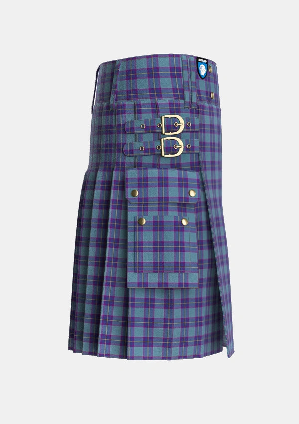 Utility_Peacock_Samantha_Tartan_2655_kilt_right_image_with_pleated_design_and_adjustable_buckles_for_men